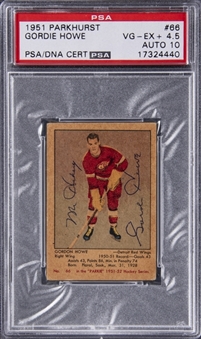 1951-52 Parkhurst #66 Gordie Howe Signed Rookie Card – PSA VG-EX+ 4.5, PSA/DNA 10